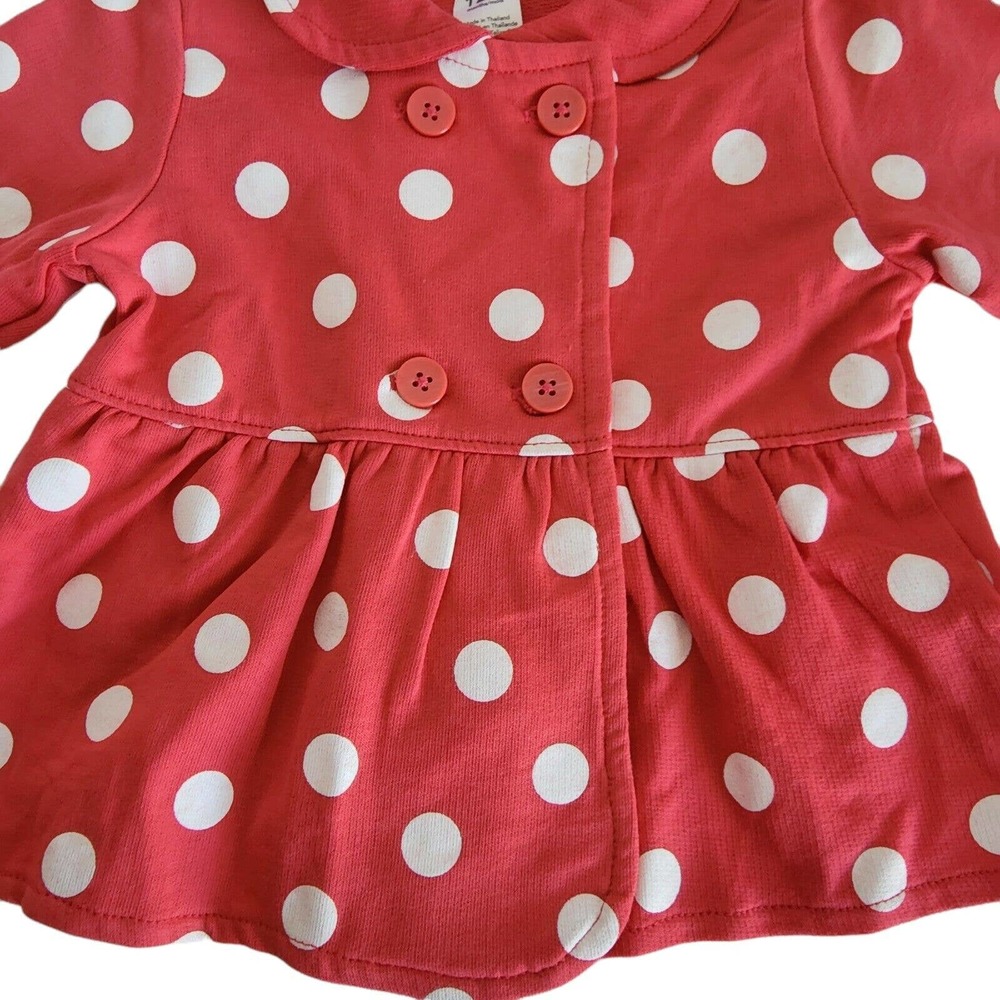 Carter's size 12M 12 Months Pink Polka Dot Long Sleeve Peplum Spring Jacket - Picture 6 of 11